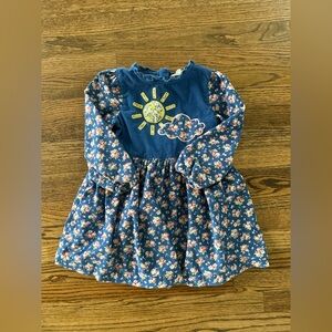 Mini Boden Bluejay Weather Cord Appliqué Dress EUC